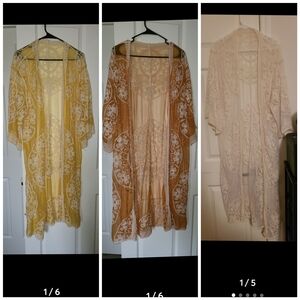 Bohemian Lace Kimono Set in Yellow, Orange, and White